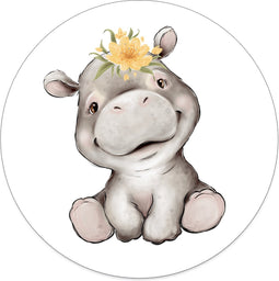 Label2X - Schilderij - Kids Hippo Meisje - Multicolor - 30 X 30 Cm
