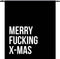 Label2X - Wandkleed Merry fcking xmas - 120 x 160 cm - polyester Velvetly - Complete set ( doek & ophangsysteem ) - Boven en onderkant tunnel
