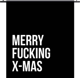 Label2X - Wandkleed Merry fcking xmas - 90 x 120 cm - polyester Velvetly - Wisseldoek zonder ophangsysteem - Bovenkant tunnel