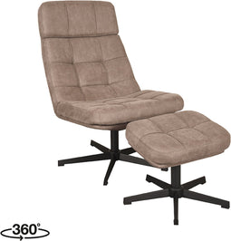 LABEL51 Alvar Fauteuil - Bruin - Boucle - Incl. Hocker - -