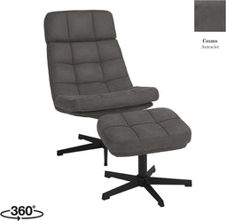 LABEL51 Alvar Fauteuil - Grijs - Cosmo - Incl. Hocker