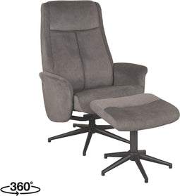 LABEL51 Bergen Fauteuil - Grijs - Cosmo - Incl. Hocker - -