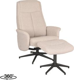 LABEL51 Bergen Fauteuil - Naturel - Boucle - Incl. Hocker - -