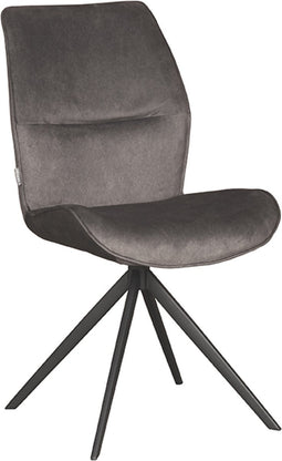 LABEL51 Comfy Eetkamerstoel - Grijs - Cosmo - Zwart Onderstel - Stoel - Normale eetkamerstoel