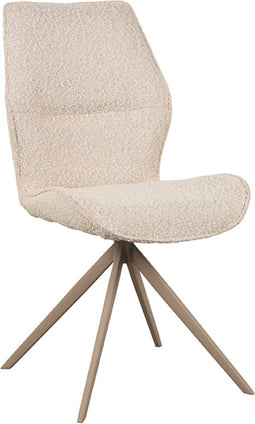 LABEL51 Comfy Eetkamerstoel - Naturel - Boucle - Taupe Onderstel - Stoel - Normale eetkamerstoel