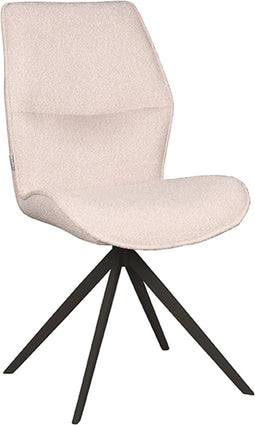 LABEL51 Comfy Eetkamerstoel - Naturel - Boucle - Zwart Onderstel - Stoel - Normale eetkamerstoel