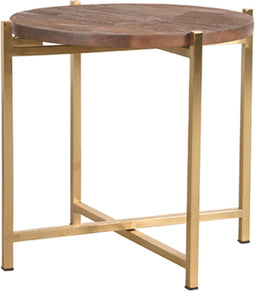 LABEL51 Dox Bijzettafel - Bruin - Mangohout - Goud Onderstel