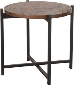 LABEL51 Dox Bijzettafel - Bruin - Mangohout - Zwart Onderstel