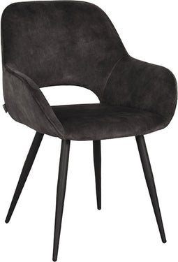 LABEL51 Fer Eetkamerstoel - Grijs - Velours - Stoel - Normale eetkamerstoel