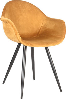 LABEL51 Forli Eetkamerstoel - Geel - Fluweel - Stoel - Kuipstoel