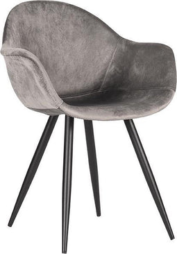 LABEL51 Forli Eetkamerstoel - Grijs - Fluweel - Stoel - Kuipstoel