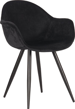 LABEL51 Forli Eetkamerstoel - Zwart - Fluweel - Stoel - Kuipstoel