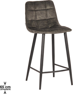 LABEL51 Jelt Barkruk - Groen - Velours - Zithoogte 65 - Kruk -