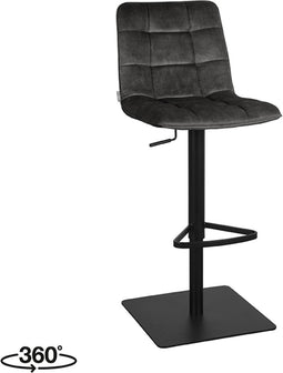 LABEL51 Juul Barkruk - Grijs - Velours - Gaslift