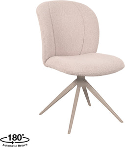 LABEL51 Kimo Eetkamerstoel - Naturel - Boucle - Taupe Onderstel - Stoel - Normale eetkamerstoel