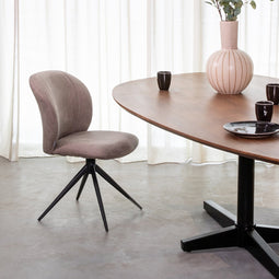 LABEL51 Kimo Eetkamerstoel - Naturel - Boucle - Zwart Onderstel - Stoel - Normale eetkamerstoel