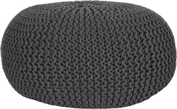 LABEL51 Knitted Poef - Grijs - Katoen - L - -