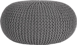 LABEL51 Knitted Poef - Grijs - Katoen - L - -
