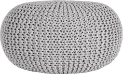 LABEL51 Knitted Poef - Grijs - Katoen - L - -
