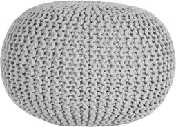 LABEL51 Knitted Poef - Grijs - Katoen - M