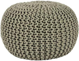 LABEL51 Knitted Poef - Groen - Katoen - M - -