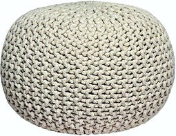 LABEL51 Knitted Poef - Naturel - Katoen - M - -