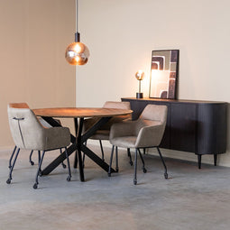 LABEL51 Lenny Eetkamerstoel - Bruin - Microfiber - Stoel - Normale eetkamerstoel