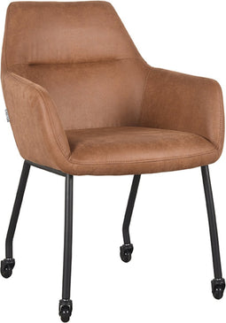 LABEL51 Lenny Eetkamerstoel - Bruin - Microfiber