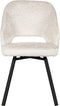 LABEL51 Lewis Eetkamerstoel - Creme - Stof - Black Frame - Stoel - Normale eetkamerstoel