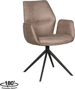 LABEL51 Mellow Eetkamerstoel - Bruin - Micro Suede - Zwart Onderstel