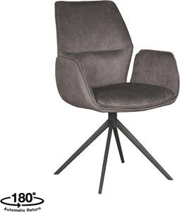 LABEL51 Mellow Eetkamerstoel - Grijs - Cosmo - Zwart Onderstel - Stoel - Normale eetkamerstoel