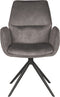 LABEL51 Mellow Eetkamerstoel - Grijs - Cosmo - Zwart Onderstel - Stoel - Normale eetkamerstoel