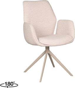 LABEL51 Mellow Eetkamerstoel - Naturel - Boucle - Taupe Onderstel - Stoel - Normale eetkamerstoel