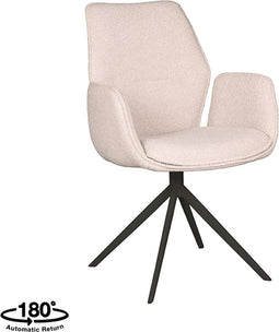 LABEL51 Mellow Eetkamerstoel - Naturel - Boucle - Zwart Onderstel - Stoel - Normale eetkamerstoel