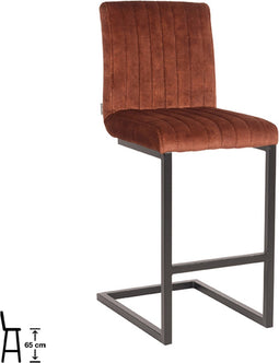 LABEL51 Milo Barkruk - Oranje - Velours - Zithoogte 65 - Kruk -