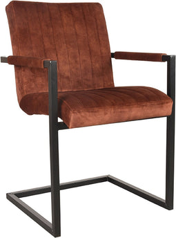 LABEL51 Milo Eetkamerstoel - Oranje - Velours - Stoel - Normale eetkamerstoel