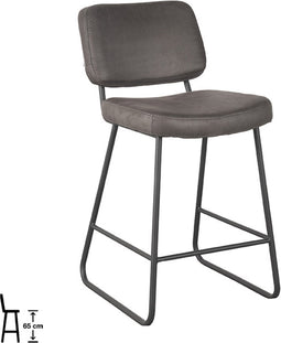 LABEL51 Noah Barkruk - Grijs - Microfiber - Zithoogte 65 - Kruk -