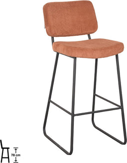 LABEL51 Noah Barkruk - Oranje - Ribcord - Zithoogte 78 - Kruk -