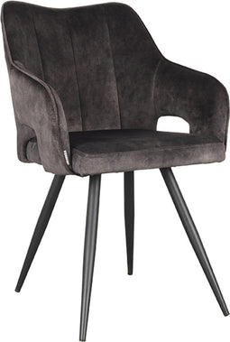 LABEL51 Noud Eetkamerstoel - Grijs - Velours
