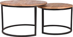 LABEL51 Set Double Salontafel - Naturel - Mangohout - 70 cm