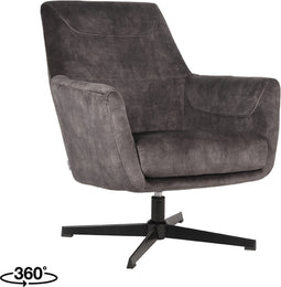 LABEL51 Toby Fauteuil - Grijs - Velours - -