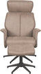 LABEL51 Verdal Fauteuil - Bruin - Micro Suede - Incl. Hocker - -