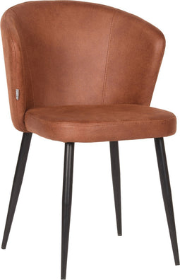 LABEL51 Wave Eetkamerstoel - Bruin - Microfiber - Stoel - Normale eetkamerstoel