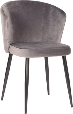 LABEL51 Wave Eetkamerstoel - Grijs - Fluweel - Stoel - Normale eetkamerstoel