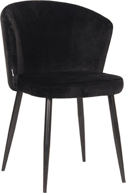 LABEL51 Wave Eetkamerstoel - Zwart - Fluweel - Stoel - Normale eetkamerstoel