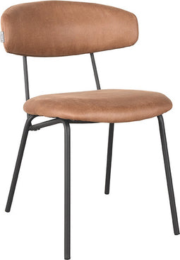 LABEL51 Zack Eetkamerstoel - Bruin - Microfiber - Stoel - Normale eetkamerstoel