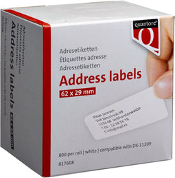 Labeletiket Quantore DK-11209 29x62mm adres wit | 20 stuks