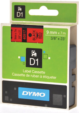 Labeltape Dymo 40917 D1 720720 9mmx7m zwart op rood | 5 stuks