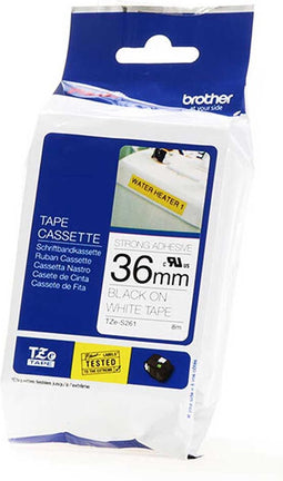 Labeltape extra sterk klevend Brother TZe, TZ TZe-S261 Tapekleur: Wit Tekstkleur:Zwart 36 mm 8 m