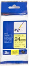 Labeltape flexibel Brother TZe-FX, TZ-FX TZe-FX651 Tapekleur: Geel Tekstkleur:Zwart 24 mm 8 m
